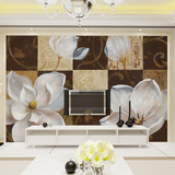 大型无缝壁画 个性怀旧复古格子花卉壁纸 客厅卧室电视背景墙画