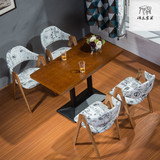 原创品牌水曲柳实木复古特色咖啡厅西餐厅创意主题餐厅餐桌椅组合