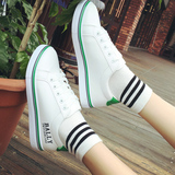 16春秋夏季小白鞋女系带韩版平底单鞋学生休闲鞋白色透气运动鞋子