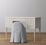 简约欧式白色做旧实木书桌椅组合 美式乡村公主写字台 法式办公桌