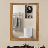 【欧家】田园风欧美式实木浴室镜 卫生间壁挂镜子复古做旧装饰镜
