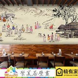 韩式民俗人物街景墙纸大型壁画韩国料理餐厅寿司店包间背景墙壁纸