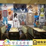 3D抽象手绘动物墙纸时尚服装店西餐厅咖啡馆电视沙发壁纸大型壁画