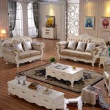 整装实木组合绒质雕花 欧式橡木雕花家具 客厅组合高档布艺沙发