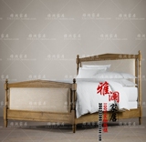 美式经济型实木床地中海橡木复古实木床法式卧室简约1.8米实木床