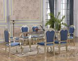 欧式餐桌椅组合6人长方形奢华美式实木桌椅大理石小户型餐桌椅子
