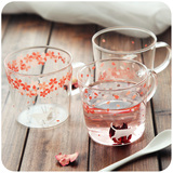 默默爱日式和风樱花玻璃杯可爱创意牛奶情侣水杯ZAKKA透明杯子