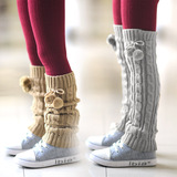 秋季新品毛球儿童堆堆袜套春秋季女童长筒袜子大童中筒毛线护膝