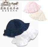 英国NEXT童装代购女童新款蓝白 粉白婴儿遮阳帽 帽子花边2件现货