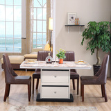 简约现代餐桌椅组合6人长方形大理石餐桌小户型桌多功能储物饭子