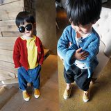韩国代购童装2016春新款童装男女童宝宝纯色毛衣针织开衫外套