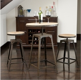 碳化复古户外高脚铁艺休闲酒吧桌椅组合咖啡 实木桌椅套件餐桌吧