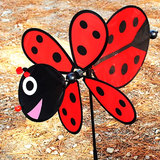 韩国户外野营玩具儿童风车彩虹轮七彩小瓢虫蜜蜂风车防水装饰红色