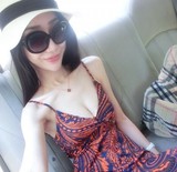 韩国代购2016夏季女装波西米亚性感V领沙滩度假长裙吊带连衣裙