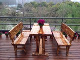 实木户外桌椅组合 咖啡馆休闲桌椅创意花园桌椅长方形茶餐厅桌椅