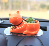陶瓷卡通动物猫狗 汽车饰品 多肉植物花盆 个性创意 情人节礼物