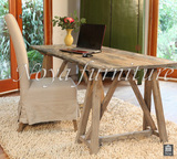 宜家美式乡村实木办公桌书桌复古风格工作台休闲电脑桌高档桌子