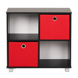 四格带红色抽柜 黑色储物收纳柜柜子 文艺范书柜 长60宽24高58cm