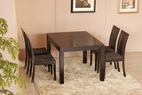 简约现代风格黑橡木贴皮餐桌可伸拉餐桌餐桌椅配套组合