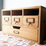 果果家 杉木制桌面zakka收纳柜 抽屉 原木实木柜 整理柜 旧木柜