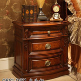 美佳居品牌美式 欧式 古典床头柜 实木三抽柜  木柜 卧室家具柜