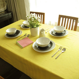 艾沫_黄色_欧式纯棉桌布布艺茶几布 简约长方形台布纯色餐布定做