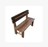 带靠背碳化防腐木桌椅 户外实木餐椅 复古咖啡色长凳椅子
