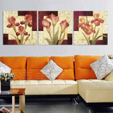 抽象简约欧式花卉客厅卧室装饰画现代三联无框画沙发景墙壁画挂画