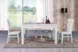 原木实木 象牙色欧式长方桌餐桌椅结构简约创意客厅家具小户型