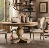 法式复古欧美式仿古做旧洽餐台实木圆形餐桌休闲椅橡木家具人气