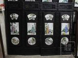 景德镇陶瓷瓷板画名人名家瓷板画手绘仿古粉彩人物画四条屏教子图
