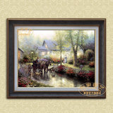 客厅玄关别墅酒店高档有框画托马斯幸福家园美式乡村手绘风景油画