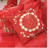 包邮！丝带绣 抱枕-A028 红色结婚 送礼 有成品现货 福抱枕