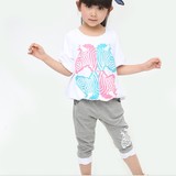 新款实拍有模特韩版儿童衣服卡通动漫A类卫衣女夏季女童大童套装