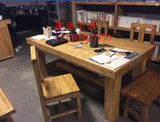 原木老榆木实木家具餐桌椅组合餐桌1.2米餐桌套装书桌茶桌