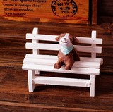 zakka杂货迷你白色公园小椅子拍摄道具桌面小摆件木质工艺品