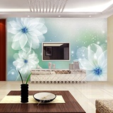 现代3D立体大型电视背景墙壁纸加厚防水无纺布墙纸壁画客厅白莲花