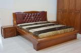 特价榆木床 牛皮软靠 老榆木家具全实木床 新中式1.8米厚重双人床