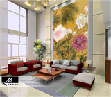 大型无缝3d壁画 玄关中堂电视背景墙壁纸 卧室墙纸 中式牡丹花卉
