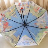 2014新品特价 八国油画伞 全自动 创意男女三折折叠 个性晴雨伞