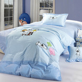 全棉半活性印花儿童床上用品四件套 卡通图案床单式小孩房用4件套