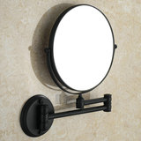 欧式浴室全铜黑古铜色折叠伸缩三倍放大剃须化妆壁挂圆底美容镜子