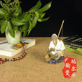 景德镇陶瓷器姜太公钓鱼翁摆件复古摆件中国风工艺品家居饰品人物