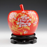 景德镇陶瓷器 中国红苹果花瓶 新房装饰品现代时尚家居工艺品摆件
