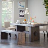 美式复古全实木餐桌长方形咖啡厅饭店原木餐桌小户型餐桌椅组合