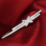 珠宝饰品 18K白金圆形小钻石镶嵌结婚手镯子手链正品专柜钻饰定制