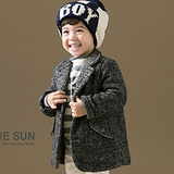 韩国进口童装代购2013冬装新款儿童男童加厚毛呢翻领西装保暖外套