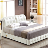 时尚储物床1.5米真皮床1.8米双人床 气动高箱皮床小户型抽屉床