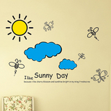 好心情 云朵太阳蜜蜂 卧室客厅餐厅儿童房背景墙墙贴纸可移除贴画