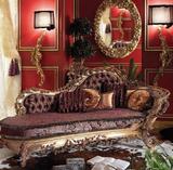 奢华意大利家具定制 实木雕花 欧式豪华 贵妃椅 休闲沙发 躺椅